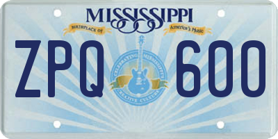 MS license plate ZPQ600