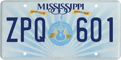 MS license plate ZPQ601