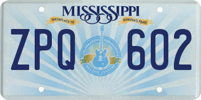 MS license plate ZPQ602