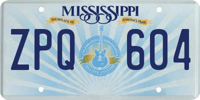 MS license plate ZPQ604