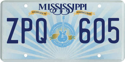 MS license plate ZPQ605