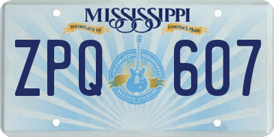 MS license plate ZPQ607