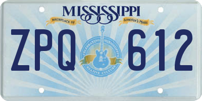MS license plate ZPQ612