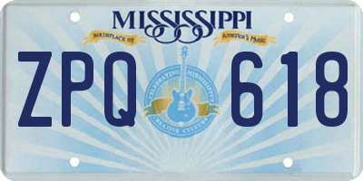 MS license plate ZPQ618