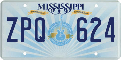 MS license plate ZPQ624