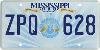 MS license plate ZPQ628