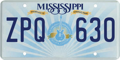 MS license plate ZPQ630