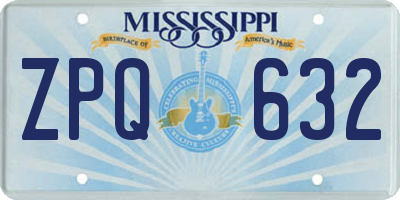 MS license plate ZPQ632