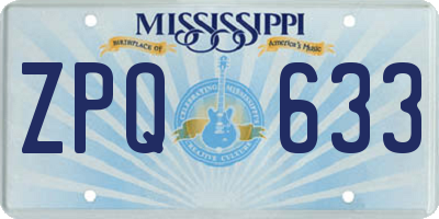 MS license plate ZPQ633