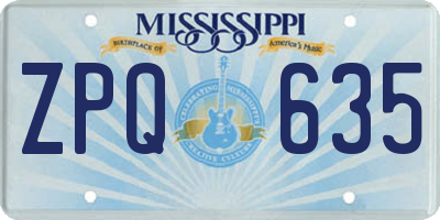MS license plate ZPQ635