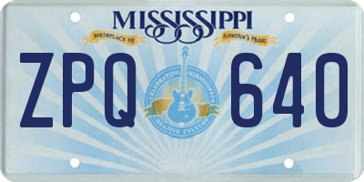 MS license plate ZPQ640