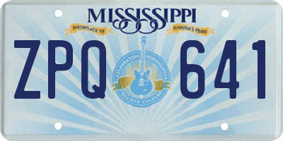 MS license plate ZPQ641
