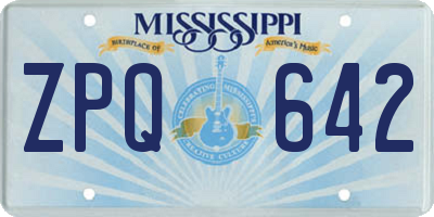 MS license plate ZPQ642