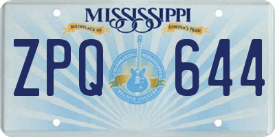 MS license plate ZPQ644