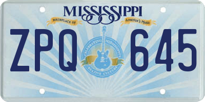 MS license plate ZPQ645