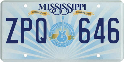 MS license plate ZPQ646