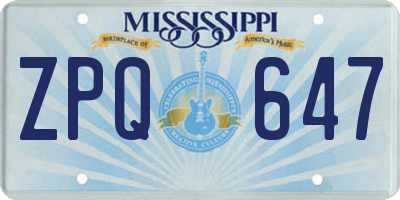 MS license plate ZPQ647
