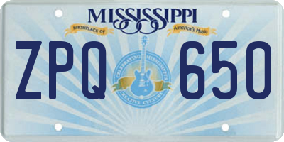 MS license plate ZPQ650