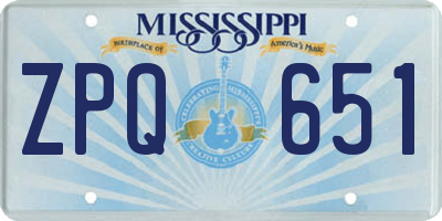 MS license plate ZPQ651
