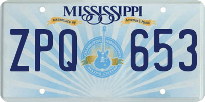 MS license plate ZPQ653