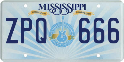MS license plate ZPQ666