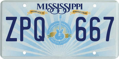 MS license plate ZPQ667