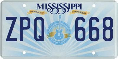 MS license plate ZPQ668