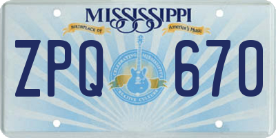 MS license plate ZPQ670