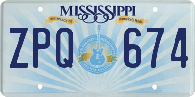 MS license plate ZPQ674