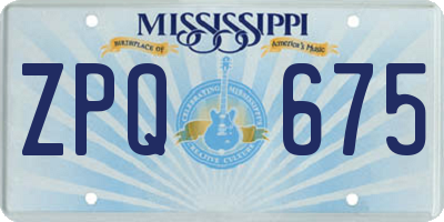 MS license plate ZPQ675