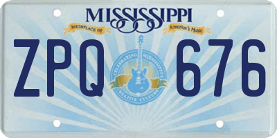 MS license plate ZPQ676
