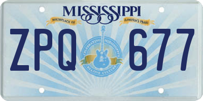MS license plate ZPQ677
