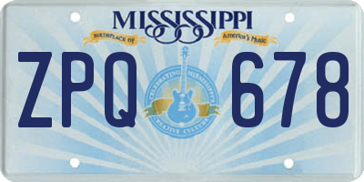 MS license plate ZPQ678