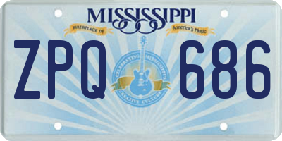 MS license plate ZPQ686