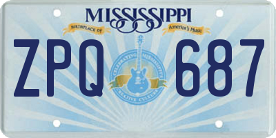 MS license plate ZPQ687