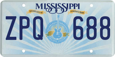 MS license plate ZPQ688