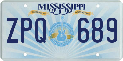 MS license plate ZPQ689