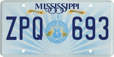 MS license plate ZPQ693