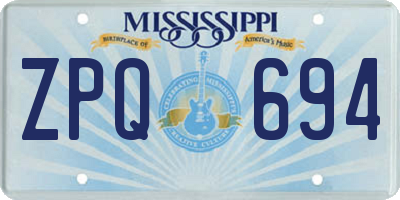 MS license plate ZPQ694