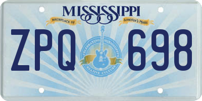 MS license plate ZPQ698