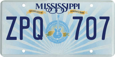 MS license plate ZPQ707