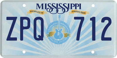 MS license plate ZPQ712