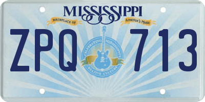 MS license plate ZPQ713