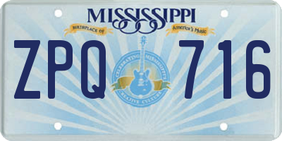 MS license plate ZPQ716