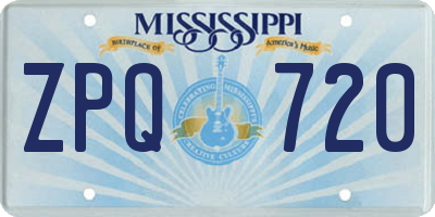 MS license plate ZPQ720