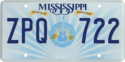 MS license plate ZPQ722