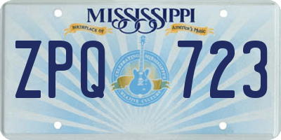 MS license plate ZPQ723