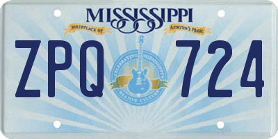 MS license plate ZPQ724