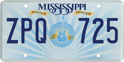MS license plate ZPQ725
