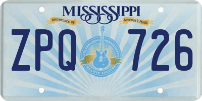 MS license plate ZPQ726